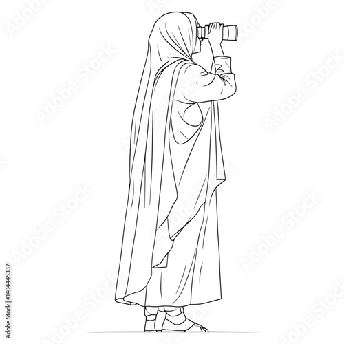 Woman in Hijab Taking Photos