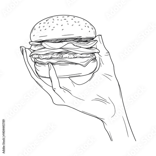 Hand Holding a Burger