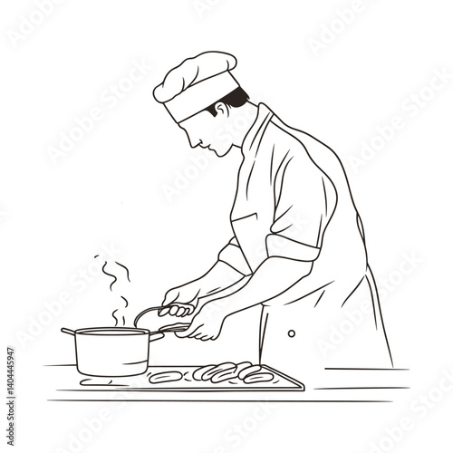 Chef Cooking Over Stove