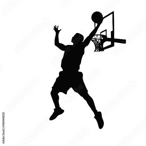 Basketball Player Silhouette Jump Shot Dunk – Vector Sports Illustration