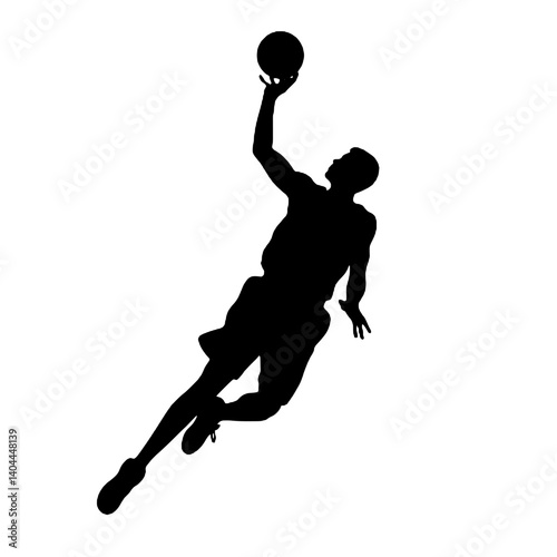 Basketball Player Silhouette Jump Shot Dunk – Vector Sports Illustration