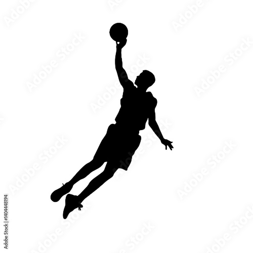 Basketball Player Silhouette Jump Shot Dunk – Vector Sports Illustration