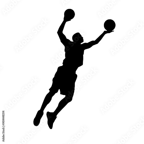 Basketball Player Silhouette Jump Shot Dunk – Vector Sports Illustration
