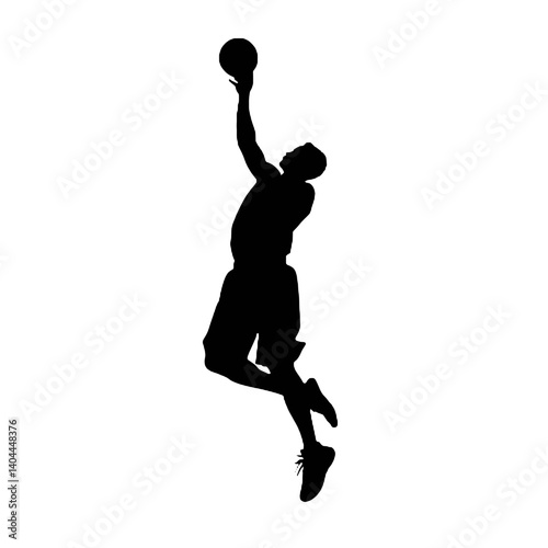 Basketball Player Silhouette Jump Shot Dunk – Vector Sports Illustration