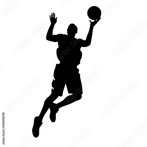 Basketball Player Silhouette Jump Shot Dunk – Vector Sports Illustration