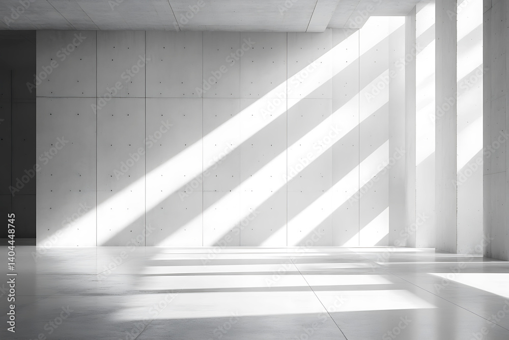 Obraz premium Wide Angle View of Minimal Interior with Wood Elements