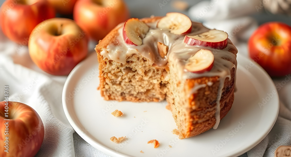 custom made wallpaper toronto digitalSliced apple cake with glaze and fresh apples around it