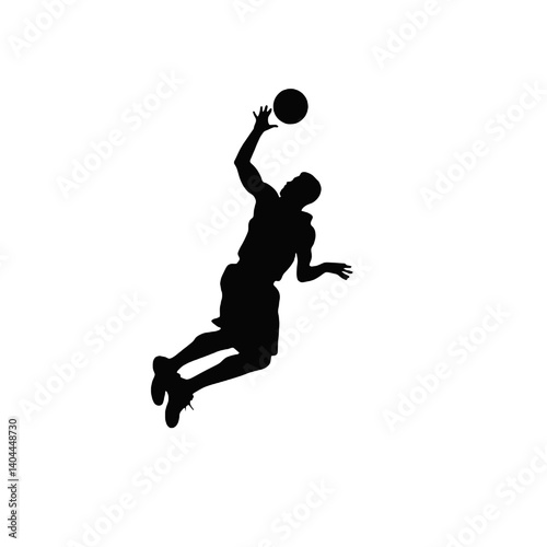 Basketball Player Silhouette Jump Shot Dunk – Vector Sports Illustration