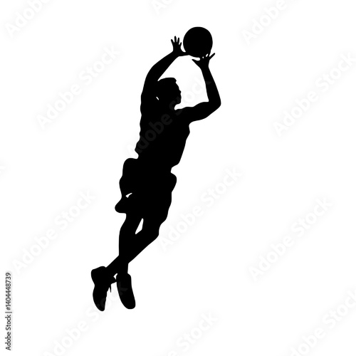 Basketball Player Silhouette Jump Shot Dunk – Vector Sports Illustration