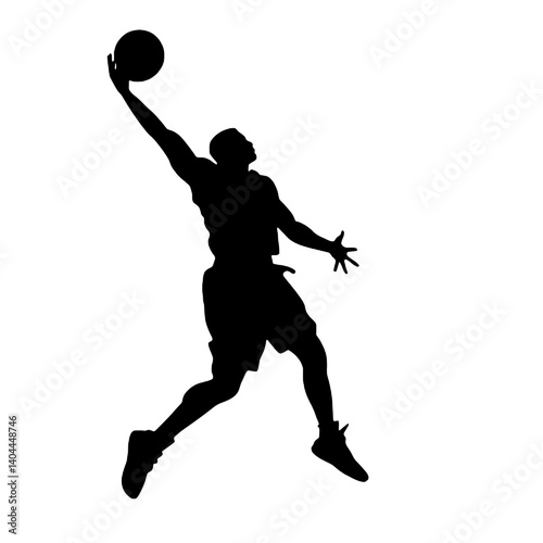 Basketball Player Silhouette Jump Shot Dunk – Vector Sports Illustration
