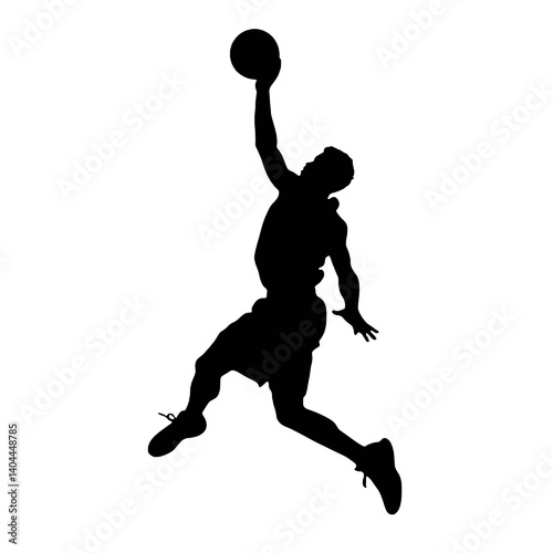 Basketball Player Silhouette Jump Shot Dunk – Vector Sports Illustration