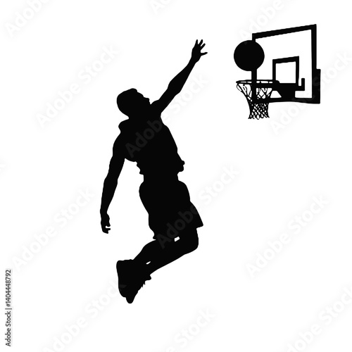 Basketball Player Silhouette Jump Shot Dunk – Vector Sports Illustration