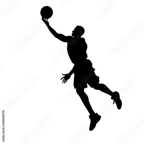 Basketball Player Silhouette Jump Shot Dunk – Vector Sports Illustration