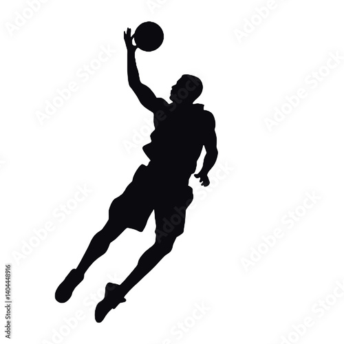 Basketball Player Silhouette Jump Shot Dunk – Vector Sports Illustration