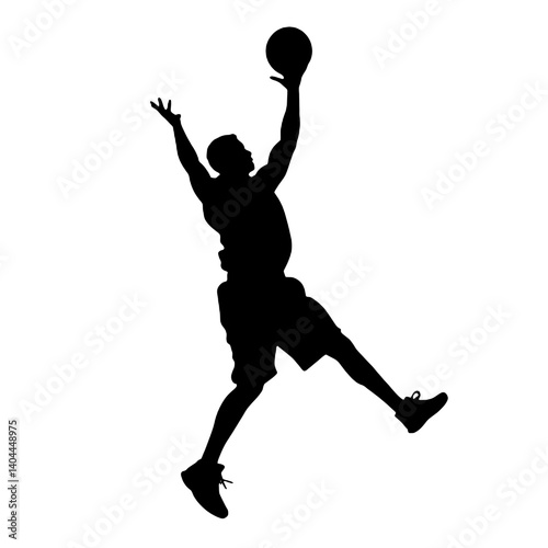 Basketball Player Silhouette Jump Shot Dunk – Vector Sports Illustration