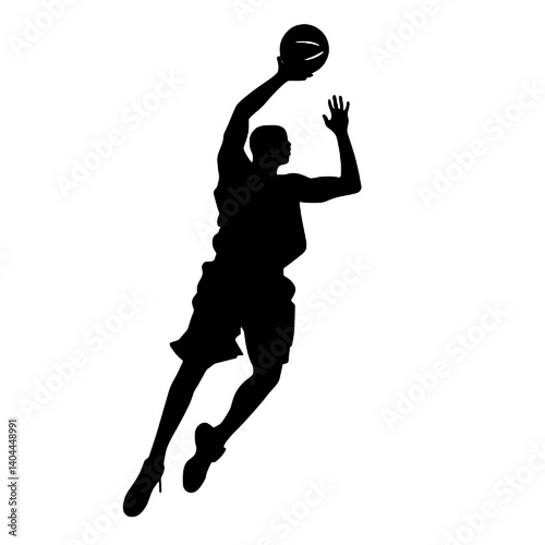 Basketball Player Silhouette Jump Shot Dunk – Vector Sports Illustration
