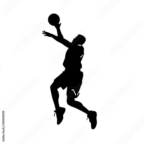 Basketball Player Silhouette Jump Shot Dunk – Vector Sports Illustration