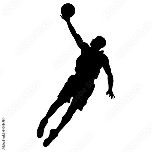 Basketball Player Silhouette Jump Shot Dunk – Vector Sports Illustration
