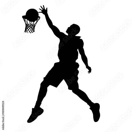 Basketball Player Silhouette Jump Shot Dunk – Vector Sports Illustration