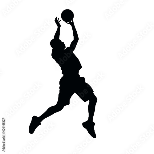 Basketball Player Silhouette Jump Shot Dunk – Vector Sports Illustration
