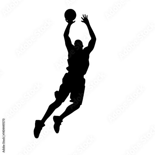 Basketball Player Silhouette Jump Shot Dunk – Vector Sports Illustration