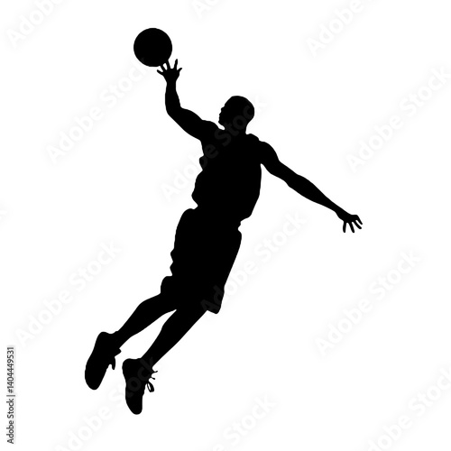 Basketball Player Silhouette Jump Shot Dunk – Vector Sports Illustration