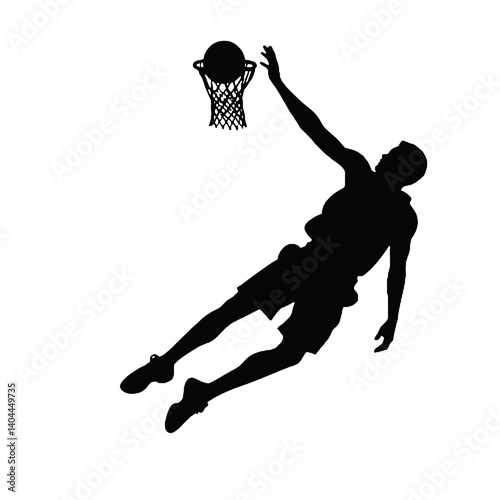 Basketball Player Silhouette Jump Shot Dunk – Vector Sports Illustration