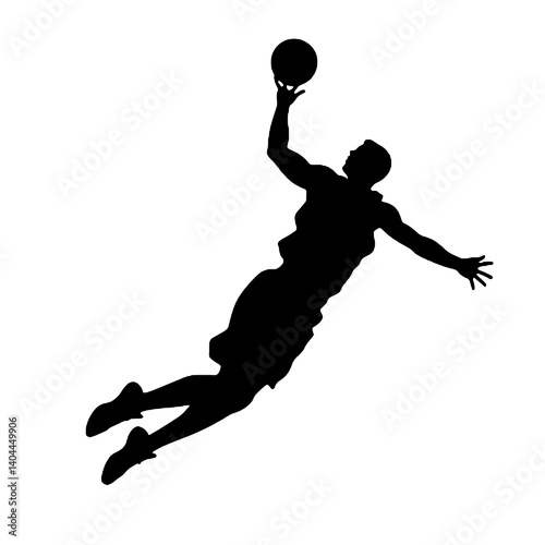 Basketball Player Silhouette Jump Shot Dunk – Vector Sports Illustration