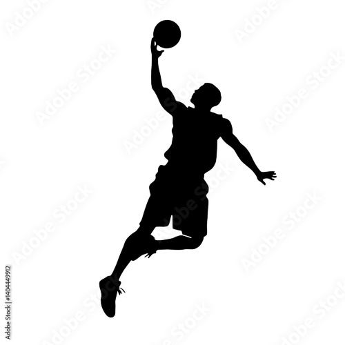 Basketball Player Silhouette Jump Shot Dunk – Vector Sports Illustration