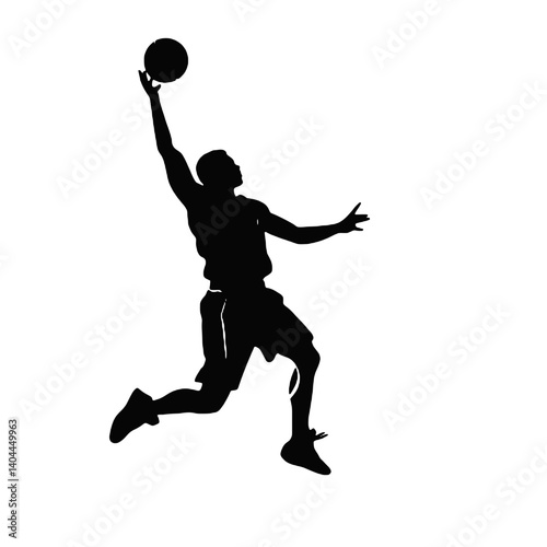 Basketball Player Silhouette Jump Shot Dunk – Vector Sports Illustration