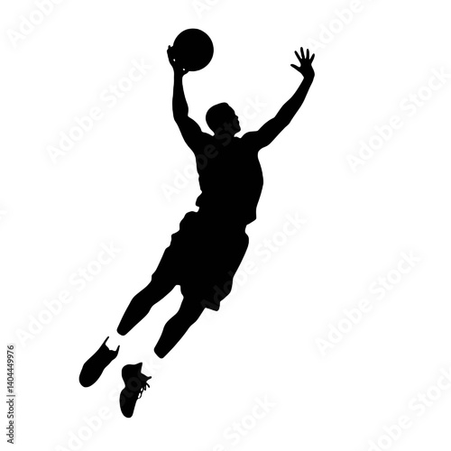 Basketball Player Silhouette Jump Shot Dunk – Vector Sports Illustration