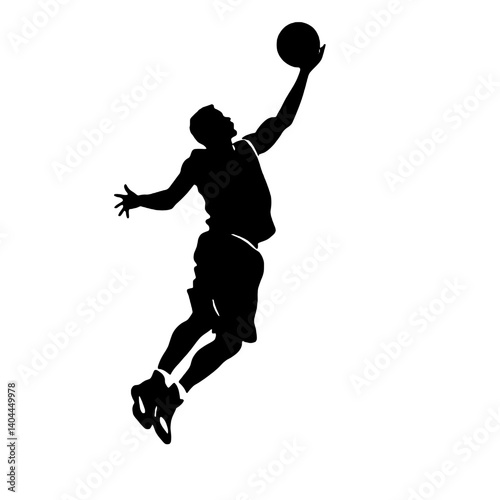 Basketball Player Silhouette Jump Shot Dunk – Vector Sports Illustration