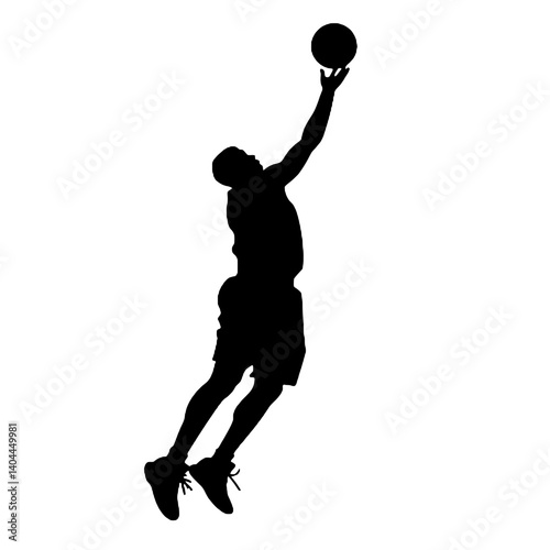 Basketball Player Silhouette Jump Shot Dunk – Vector Sports Illustration