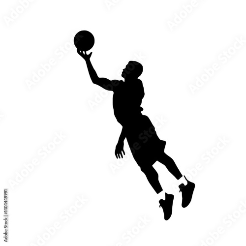 Basketball Player Silhouette Jump Shot Dunk – Vector Sports Illustration