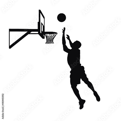 Basketball Player Silhouette Jump Shot Dunk – Vector Sports Illustration
