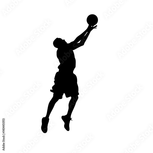 Basketball Player Silhouette Jump Shot Dunk – Vector Sports Illustration