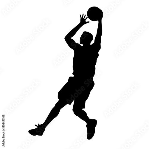 Basketball Player Silhouette Jump Shot Dunk – Vector Sports Illustration