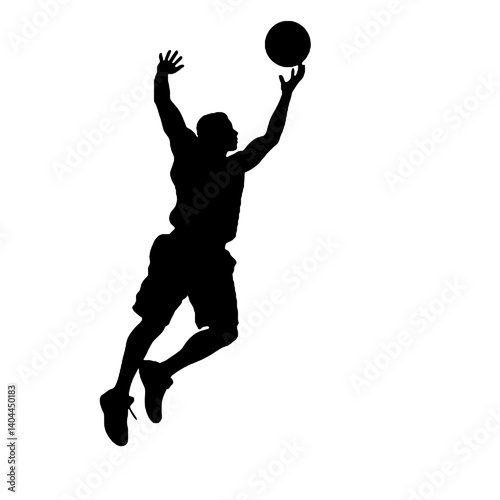 Basketball Player Silhouette Jump Shot Dunk – Vector Sports Illustration
