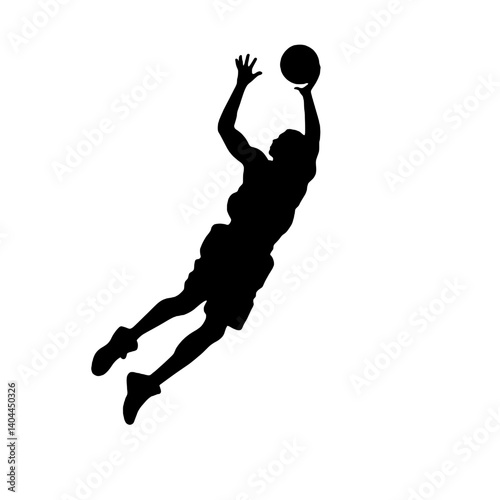 Basketball Player Silhouette Jump Shot Dunk – Vector Sports Illustration