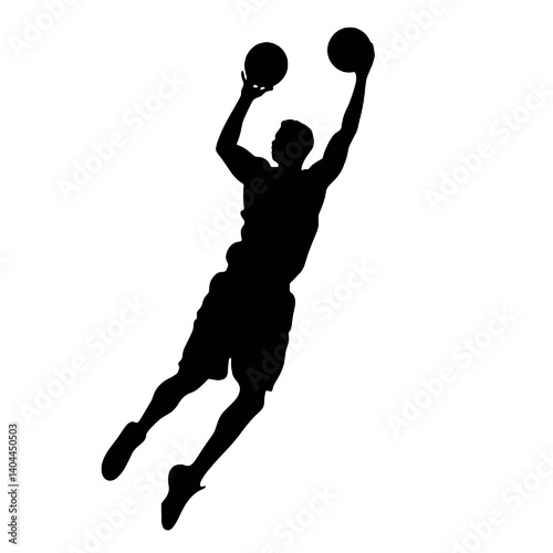 Basketball Player Silhouette Jump Shot Dunk – Vector Sports Illustration