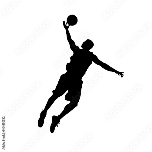 Basketball Player Silhouette Jump Shot Dunk – Vector Sports Illustration