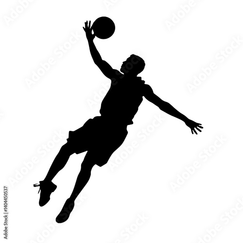 Basketball Player Silhouette Jump Shot Dunk – Vector Sports Illustration