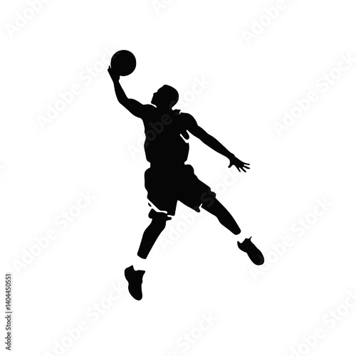 Basketball Player Silhouette Jump Shot Dunk – Vector Sports Illustration