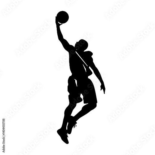 Basketball Player Silhouette Jump Shot Dunk – Vector Sports Illustration