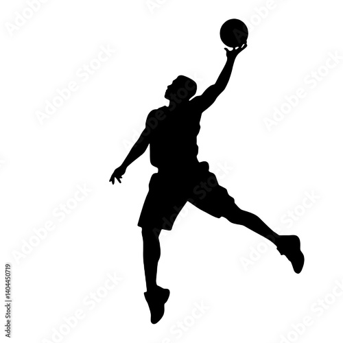 Basketball Player Silhouette Jump Shot Dunk – Vector Sports Illustration