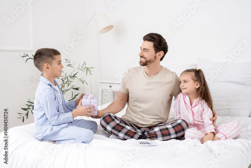 Happy family morning celebr...