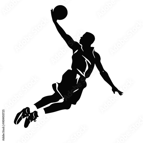 Basketball Player Silhouette Jump Shot Dunk – Vector Sports Illustration