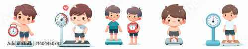 vector set kids weigh yourself