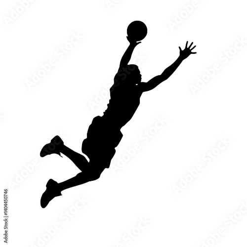 Basketball Player Silhouette Jump Shot Dunk – Vector Sports Illustration