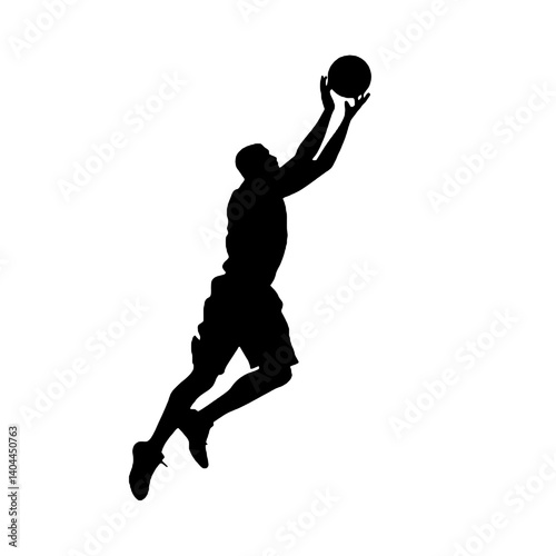 Basketball Player Silhouette Jump Shot Dunk – Vector Sports Illustration